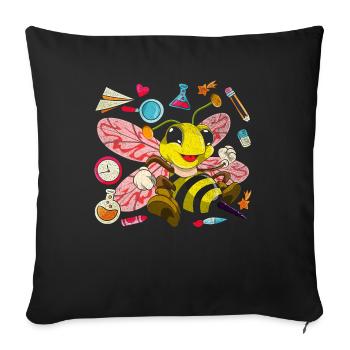 Enrolment Animal Gift Primary School Bee - Sofa pillowcase 17,3'' x 17,3'' (45 x 45 cm) - black - Front