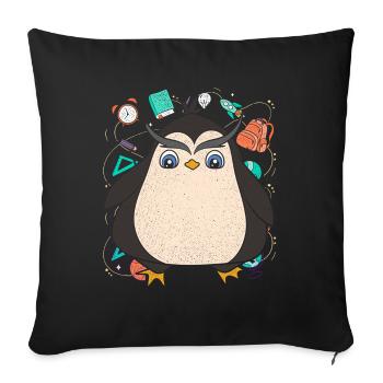 Enrolment Animal Gift Primary School Penguin - Sofa pillowcase 17,3'' x 17,3'' (45 x 45 cm) - black - Front
