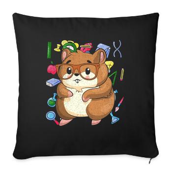 Inscription Animal Gift École primaire Hamster - Housse de coussin décorative 45 x 45 cm - noir - Devant