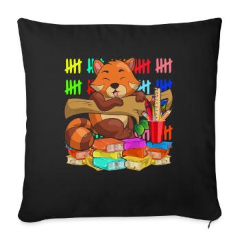 School Animal Gift School Beginners Red Panda - Sofa pillowcase 17,3'' x 17,3'' (45 x 45 cm) - black - Front