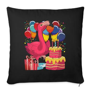 Birthday Animal Gift Pink Flamingo - Sofa pillowcase 17,3'' x 17,3'' (45 x 45 cm) - black - Front