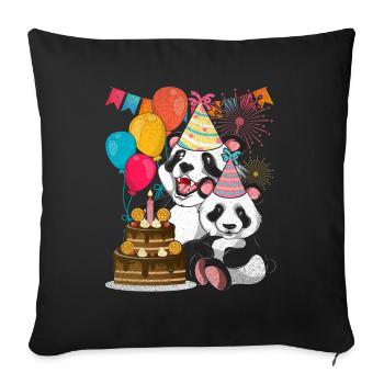 Birthday Animal Gift Panda - Sofa pillowcase 17,3'' x 17,3'' (45 x 45 cm) - black - Front