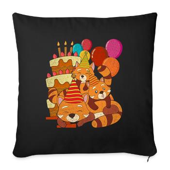 Birthday Animal Gift Red Panda - Sofa pillowcase 17,3'' x 17,3'' (45 x 45 cm) - black - Front
