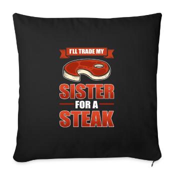 Grillen Grill BBQ Grillieren Steak Grillparty Gril - Sofakissenbezug 45 x 45 cm - Schwarz - Vorne
