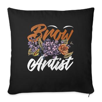 Make Up Artist Gift Beauty Brow Artist - Sofa pillowcase 17,3'' x 17,3'' (45 x 45 cm) - black - Front