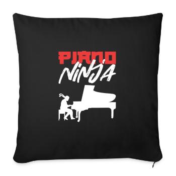 Piano Ninja Pianiste Clavier - Housse de coussin décorative 45 x 45 cm - noir - Devant