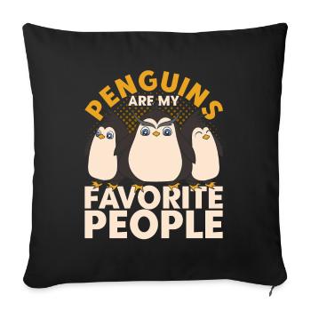 Drôle d’idée cadeau animal motif pingouin - Housse de coussin décorative 45 x 45 cm - noir - Devant