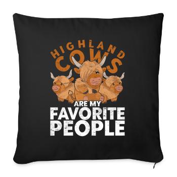 Animal Gift Funny Scottish Highland Cattle - Sofa pillowcase 17,3'' x 17,3'' (45 x 45 cm) - black - Front