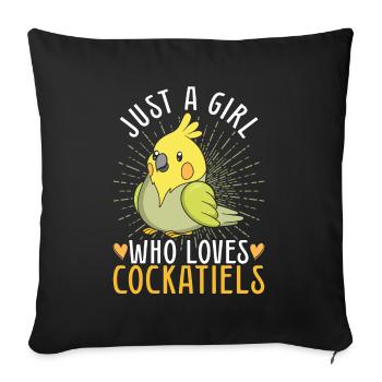 Parrot Bird Gift Girl Cockatiel - Sofa pillowcase 17,3'' x 17,3'' (45 x 45 cm) - black - Front