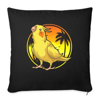 Summer Sunset Bird Cockatiel - Sofa pillowcase 17,3'' x 17,3'' (45 x 45 cm) - black - Front