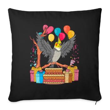 Bird Birthday Gift Cockatiel - Sofa pillowcase 17,3'' x 17,3'' (45 x 45 cm) - black - Front