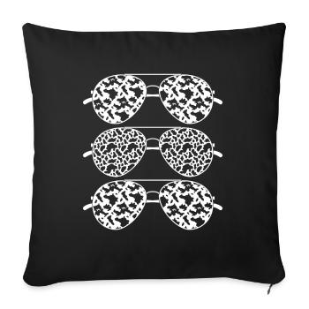 Modèle de vache Lunettes de soleil Vache Taches Cadeau Vache - Housse de coussin décorative 45 x 45 cm - noir - Devant