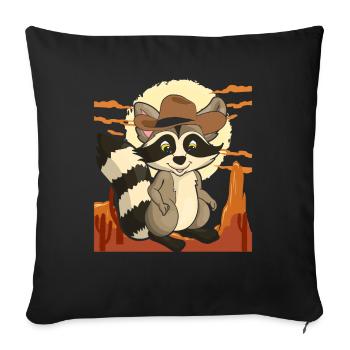 Animal Lover Cowboy Gift Raccoon - Sofa pillowcase 17,3'' x 17,3'' (45 x 45 cm) - black - Front