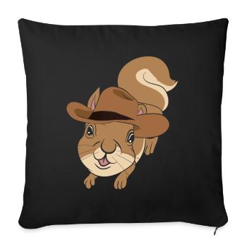 Animal Lover Cowboy Gift Squirrel - Sofa pillowcase 17,3'' x 17,3'' (45 x 45 cm) - black - Front