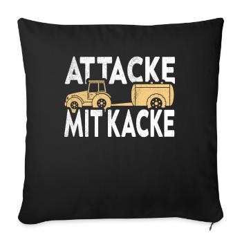 Attack with poop Funny farmer and farmer saying - Sofa pillowcase 17,3'' x 17,3'' (45 x 45 cm) - black - Front
