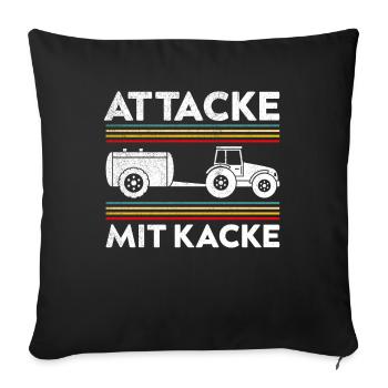 Attaque avec des excréments Drôle de fermier et d’agriculteur disant - Housse de coussin décorative 45 x 45 cm - noir - Devant
