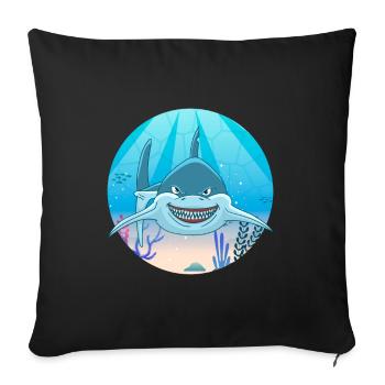 Requin - Housse de coussin décorative 45 x 45 cm - noir - Devant