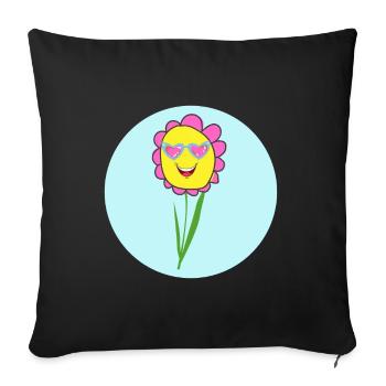 Fleur mignonne - Housse de coussin décorative 45 x 45 cm - noir - Devant