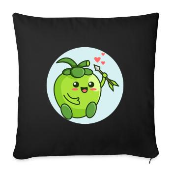 Pomme mignonne bio - Housse de coussin décorative 45 x 45 cm - noir - Devant