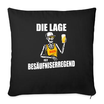 Die Lage ist Besäufniserregend Bier Skelett - Sofakissenbezug 45 x 45 cm - Schwarz - Vorne
