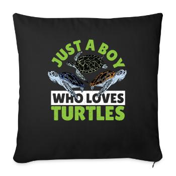 Juste un garçon qui aime les tortues Océan Animal Mer - Housse de coussin décorative 45 x 45 cm - noir - Devant
