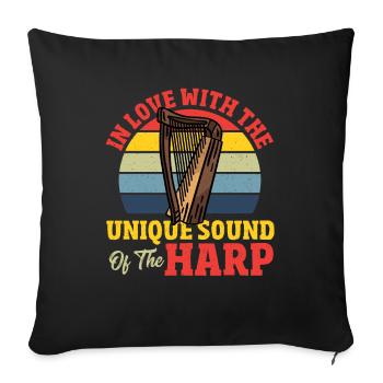 In Love With The Unique Sound Of The Harp Player - Sofa pillowcase 17,3'' x 17,3'' (45 x 45 cm) - black - Front