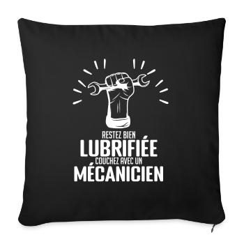 Mécanique Machines Réparation Véhicule Restez bien - Housse de coussin décorative 45 x 45 cm - noir - Devant