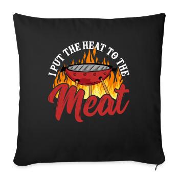 Grillades Grill BBQ Viande Grill Master Grilling - Housse de coussin décorative 45 x 45 cm - noir - Devant