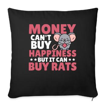 Money Can't Buy Happiness But It Can Buy Rats Rat - Sofa pillowcase 17,3'' x 17,3'' (45 x 45 cm) - black - Front