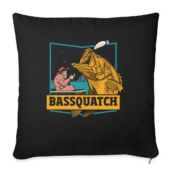 Perche Bigfoot Pêche Pêcheur Singe Homme Canne à pêche - Housse de coussin décorative 45 x 45 cm - noir - Devant