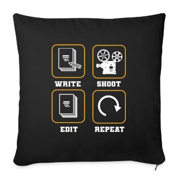 Write Shoot Edit Repeat Filmmaker Director - Sofakissenbezug 45 x 45 cm - Schwarz - Vorne