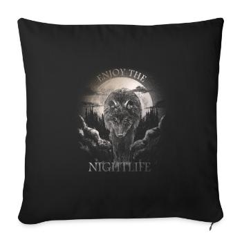 Profitez de la vie nocturne I Wolf Moon - Housse de coussin décorative 45 x 45 cm - noir - Devant
