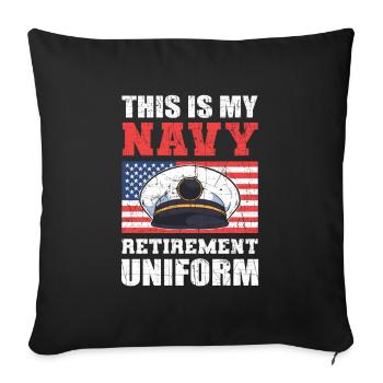 Ceci est mon uniforme de retraite de la marine armée américaine - Housse de coussin décorative 45 x 45 cm - noir - Devant