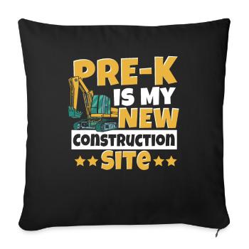Pre-k est mon nouveau chantier de construction Retour à l’école - Housse de coussin décorative 45 x 45 cm - noir - Devant
