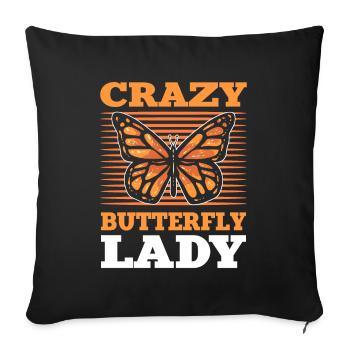 Crazy Butterfly Lady Monarque Papillon - Housse de coussin décorative 45 x 45 cm - noir - Devant