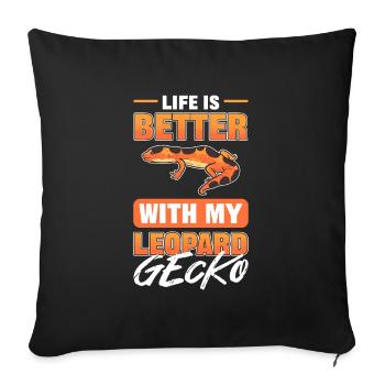 La vie est meilleure avec mon léopard Gecko Lizard - Housse de coussin décorative 45 x 45 cm - noir - Devant