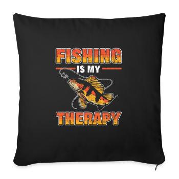 Fishing Is My Therapy Fish Hunting - Sofa pillowcase 17,3'' x 17,3'' (45 x 45 cm) - black - Front