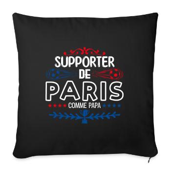 Supporter de Paris - cadeau football, foot - Housse de coussin décorative 45 x 45 cm - noir - Devant