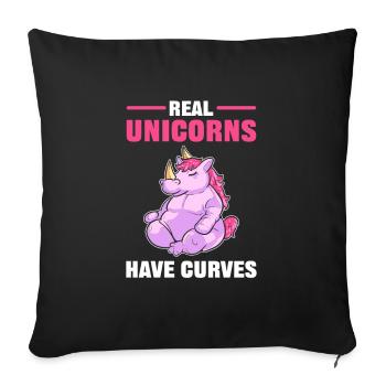 Real Unicorns Have Curves Rhino Rhinoceros - Sofakissenbezug 45 x 45 cm - Schwarz - Vorne