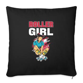 Roller Girl Roller Skating Skater Rollerblades - Housse de coussin décorative 45 x 45 cm - noir - Devant