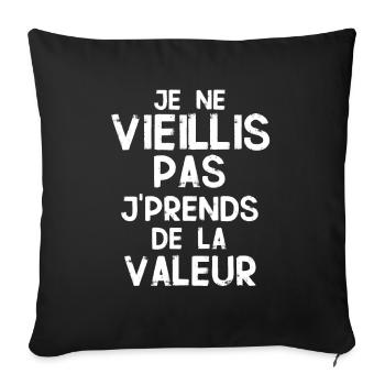 Cadeau Anniversaire rigolo phrase humoristique - Housse de coussin décorative 45 x 45 cm - noir - Devant