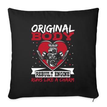 Original Body Rebuilt Engine Runs Like A Charm - Sofa pillowcase 17,3'' x 17,3'' (45 x 45 cm) - black - Front