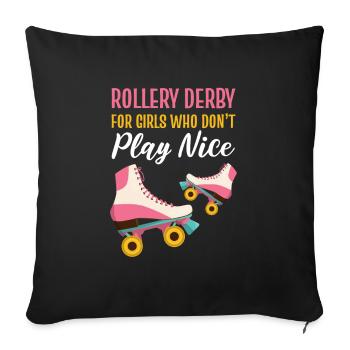 Roller Skating Skater Rollerblades Roller Derby Ha - Housse de coussin décorative 45 x 45 cm - noir - Devant