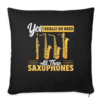 Saxophone Saxophones Jazz Player Marching Band Sym - Sofakissenbezug 45 x 45 cm - Schwarz - Vorne