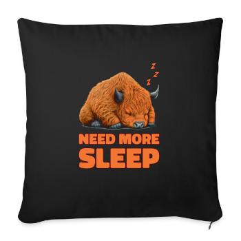 Sleeping Scottish Highland Cow Cattle Cow - Sofa pillowcase 17,3'' x 17,3'' (45 x 45 cm) - black - Front