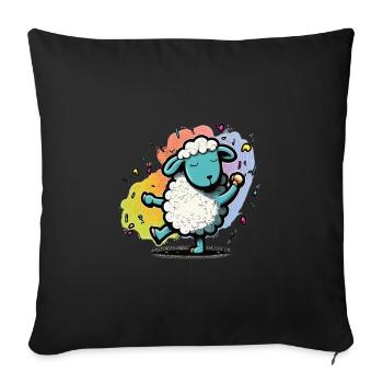 Funny colorful sheep - Sofa pillowcase 17,3'' x 17,3'' (45 x 45 cm) - black - Front