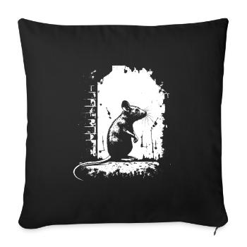 Rat Stencil Art White and Black - Sofa pillowcase 17,3'' x 17,3'' (45 x 45 cm) - black - Front