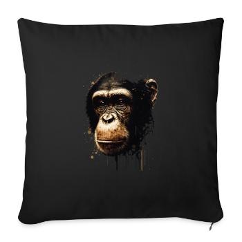 Portrait de singe chimpanzé - Housse de coussin décorative 45 x 45 cm - noir - Devant