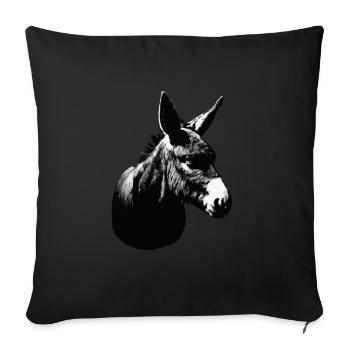 Esel Kunstvoller Schablonendruck - Sofakissenbezug 45 x 45 cm - Schwarz - Vorne