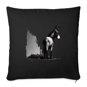 Esel Kunstvoller Schablonendruck - Sofakissenbezug 45 x 45 cm - Schwarz - Vorne